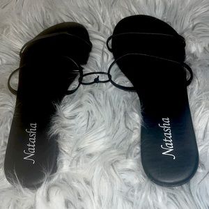 Natasha black sandals new size 9-10